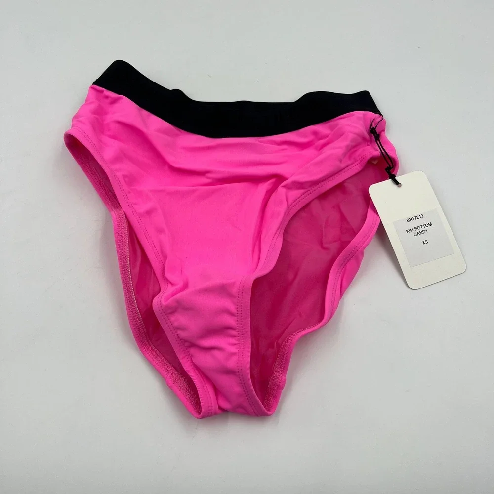 Beth Richards Kim Bottom Candy Neon‎ Pink High Waist Bikini Bottoms - Size XS
